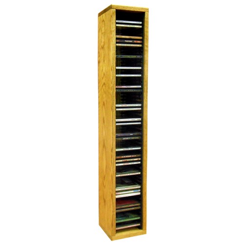 Cdracks Media Furniture Solid Oak Tower for CD Capacity 160 CDs Honey Finish 209-4 Individual Locking Slots 