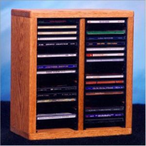by Wood Shed 12.75 in Honey Oak CD Storage Tower w Individual Locking Slots 