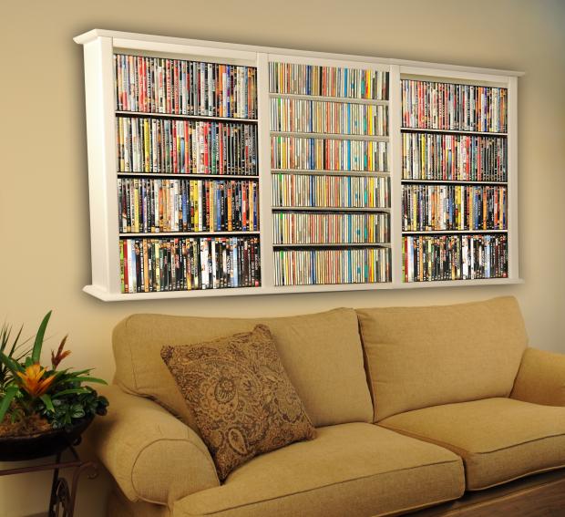 Wall Mounted Cabinet Triple White, Wall Mounted Dvd Storage
