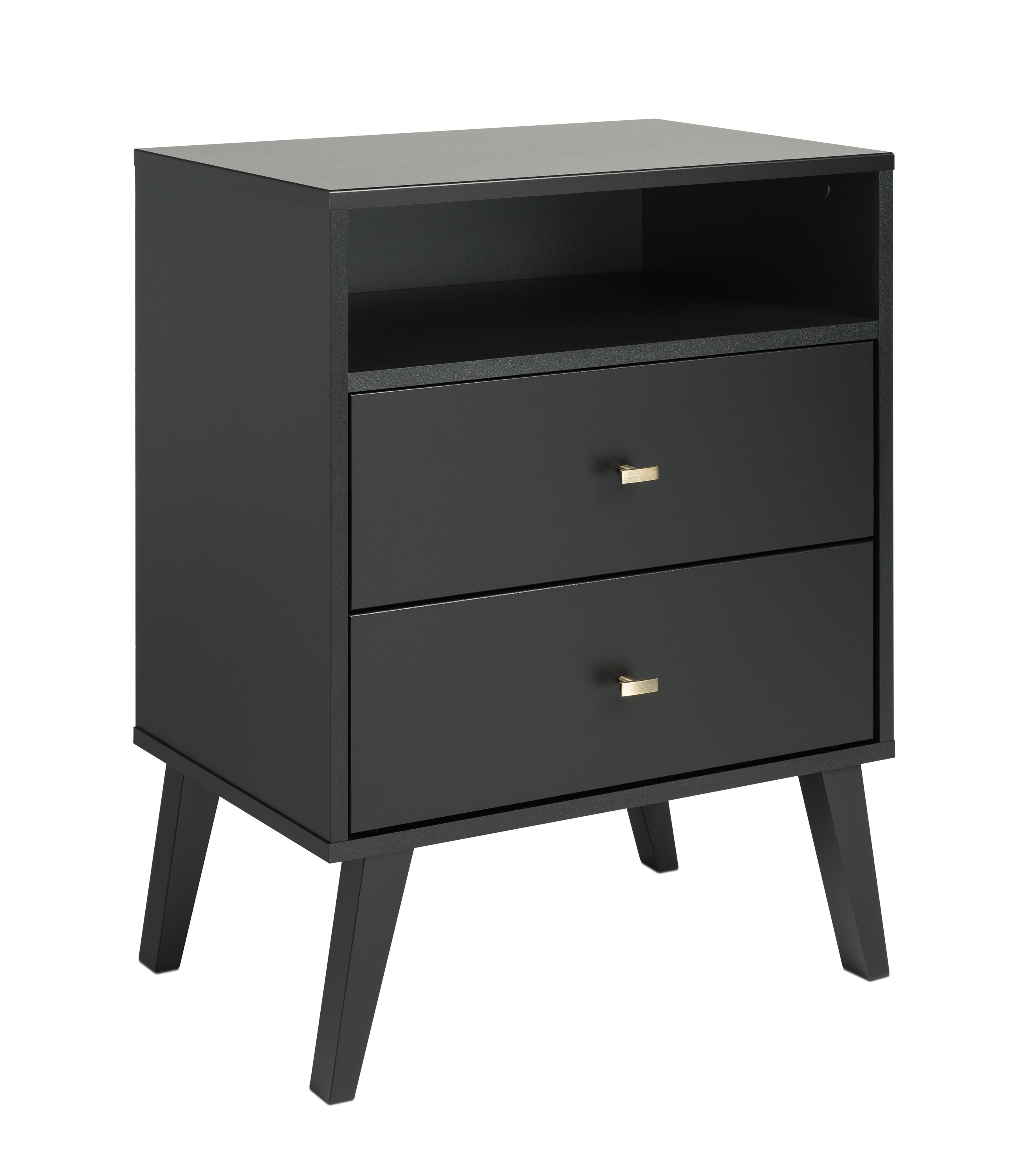 Prepac Milo Mid Century Modern 2-drawer Tall Nightstand with Open Shelf - Thumbnail 2