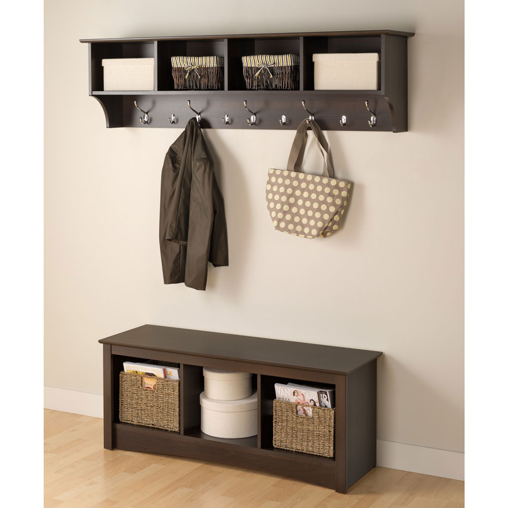 Espresso 60-inch Wide Hanging Entryway Shelf