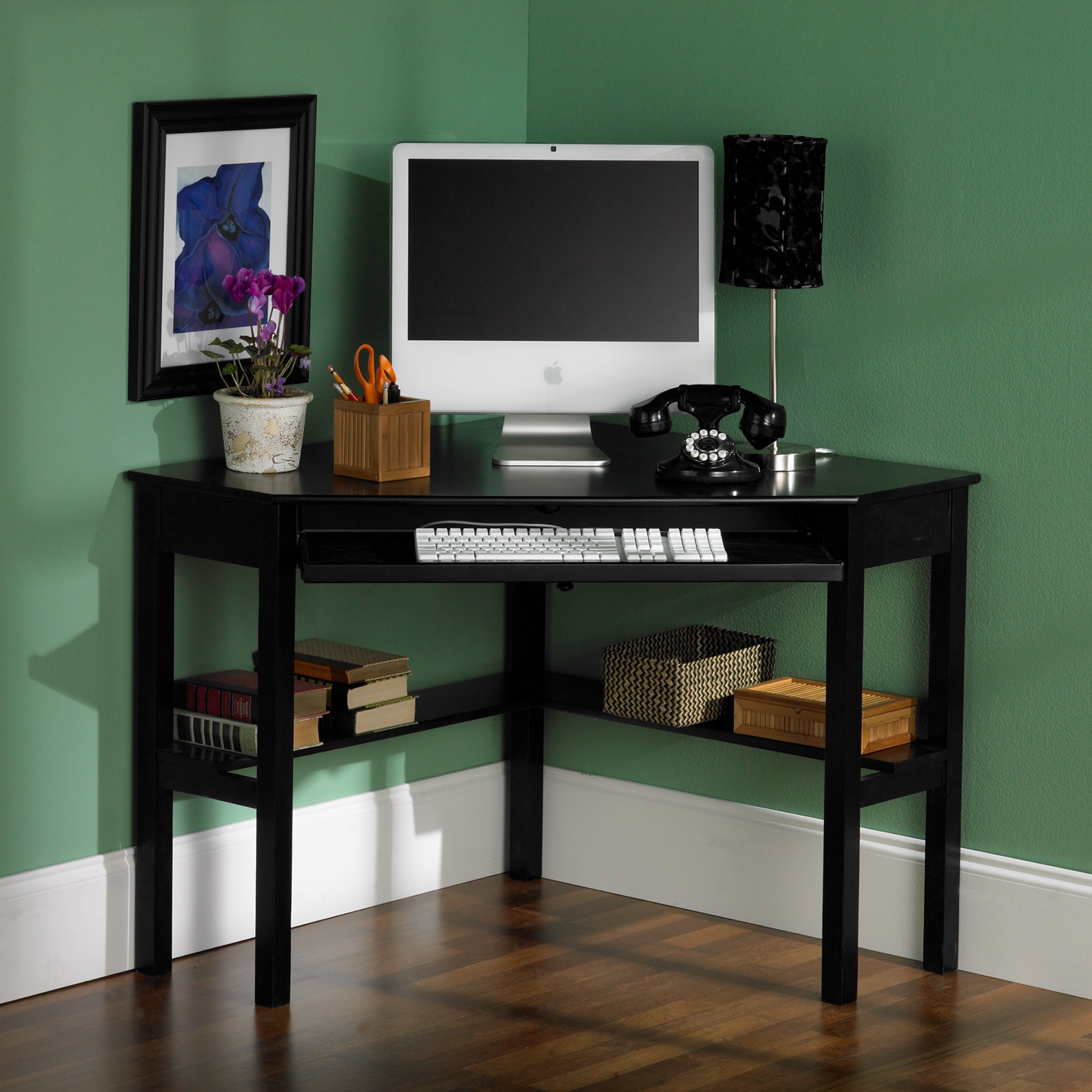 modern black computer desk