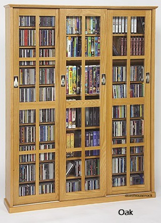 Glass Sliding 3 Door Mission Media, Solid Wood Bookcase With Sliding Glass Doors