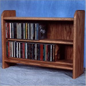 Solid Oak 2 Shelf Cd Cabinet