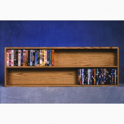 Solid Oak Wall Or Shelf Mount DVD/Vhs Tape/Book Cabinet