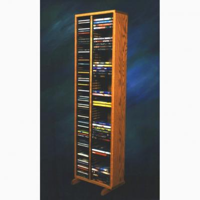 Solid Oak Tower For Cd'S And DVD'S (Individual Locking Slots)