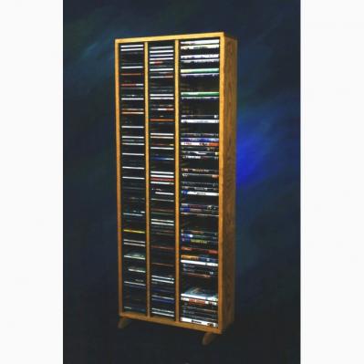 Solid Oak Tower For Cd'S And DVD'S (Individual Locking Slots)