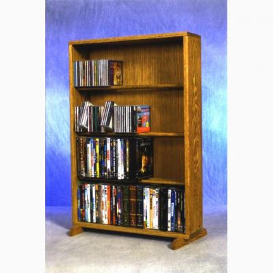 Solid Oak 4 Row Dowel DVD Cabinet Tower