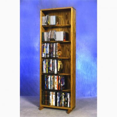 Solid Oak 6 Row Dowel DVD Cabinet Tower
