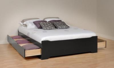 Black Queen Mate's Platform Storage Bed with 6 Drawers