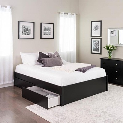 Select Black Queen 4-Post Platform Bed with 4 Drawers
