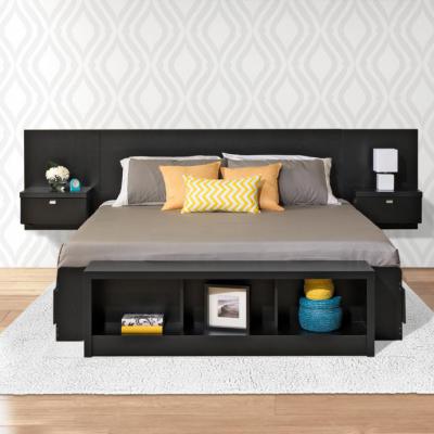 Series 9 King Wall Mounted Headboard System with 2 Night Stands in Black