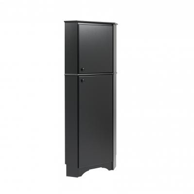 Elite Tall 2-Door Corner Storage Cabinet, Black
