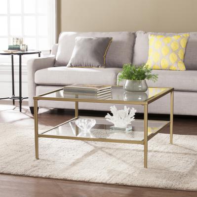 Keller Square Metal/Glass Open Shelf Cocktail Table