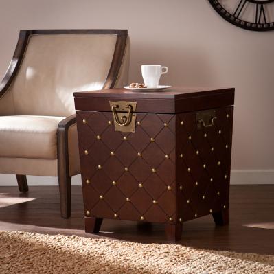 Nailhead End Table Trunk - Espresso