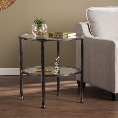 Jaymes Metal/Glass Round End Table - Black