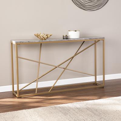Arendal Faux Marble Skinny Console Table