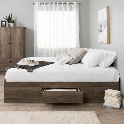 Drifted Gray Queen Mateâ€™s Platform Storage Bed with 6 Drawers