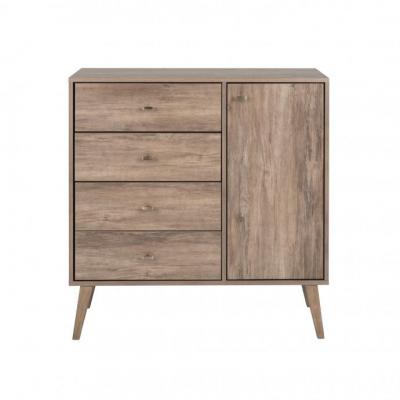 Milo MCM 4-drawer Chest with Door, Drifted Gray
