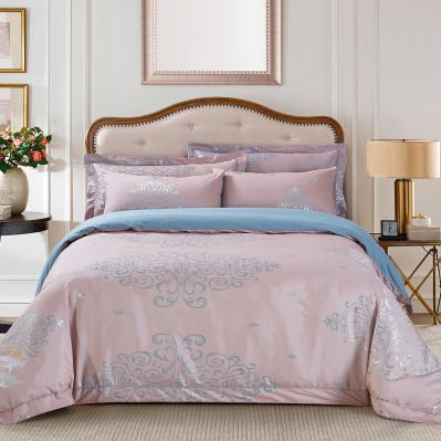Jacquard Queen Duvet Cover Set Fitted Sheet Bedding | Dolce Mela DM504Q
