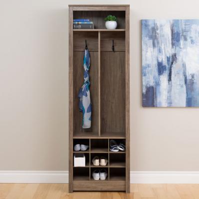 Space-Saving Entryway Organizer with Shoe Storage, Drifted Gray