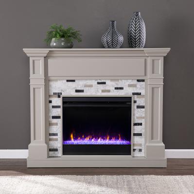 Birkover Color Changing Electric Fireplace w/ Marble Surround
