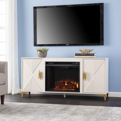 Lantara Electric Fireplace w/ Media Storage - Ivory