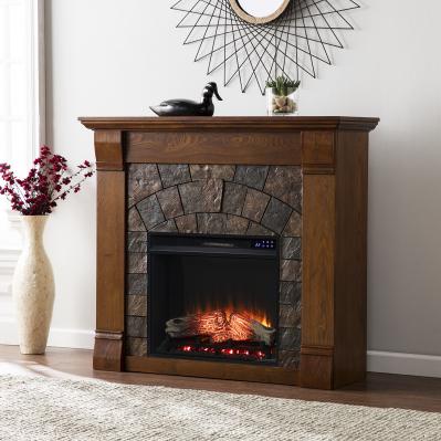 Elkmont Faux Stone Touch Screen Electric Fireplace