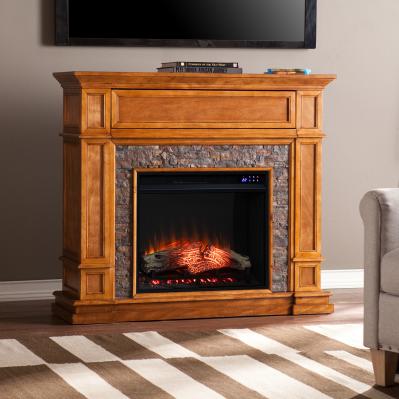 Belleview Touch Screen Electric Fireplace w/ Faux Stone