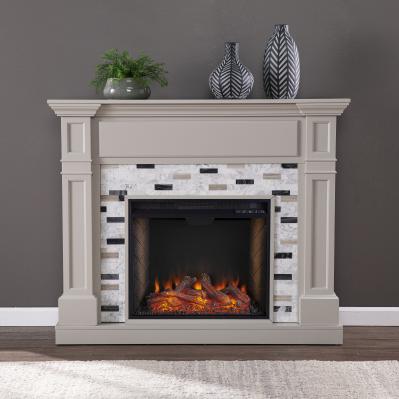 Birkover Smart Fireplace w/ Marble Surround