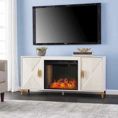 Lantara Smart Fireplace w/ Media Storage - Ivory