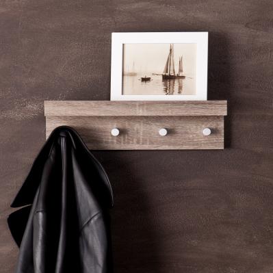 Argo Wall Mount Shelf w/ Hangers - Dark Oak