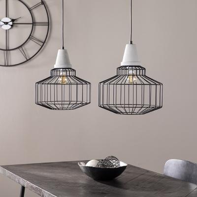 Brantville Black Cage Pendant Lamps - 2pc Set