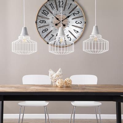 Brantville White Cage Pendant Lamps - 3pc Set