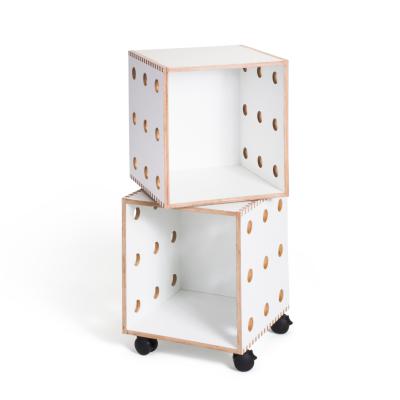 White laminate Perf Boxes - 2 stack with casters