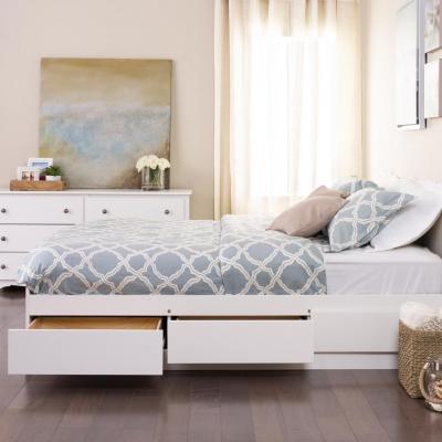 White Full Mate's Platform Storage Bed with 6 Drawers
