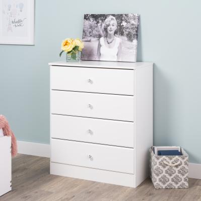 Astrid 4-Drawer Dresser with Acrylic Knobs, White