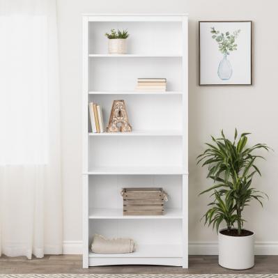 6-shelf Bookcase, White