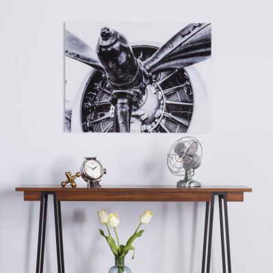 Old Aircraft Propeller Engine - Glass Wall Art