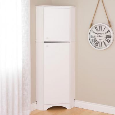 Elite White Tall 2-Door Corner Storage Cabinet