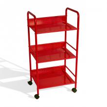 3 Tier Shelving Cart With Casters In Red