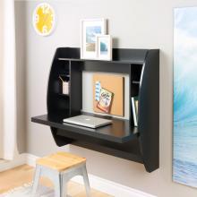 Black Tall Wall Hanging Desk with Storage