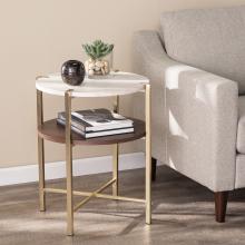 Ardmillan Round End Table w/ Faux Marble Top