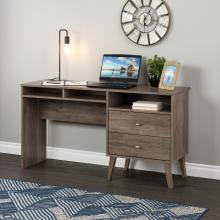Milo Desk with Side Storage and 2 Drawers, Drifted Gray