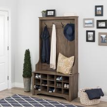 Drifted Gray Hall Tree with Shoe Storage