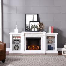 Gallatin Simulated Stone Electric Fireplace w/ Bookcases