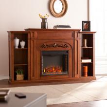 Chantilly Electric Fireplace w/ Bookcases - Autumn Oak