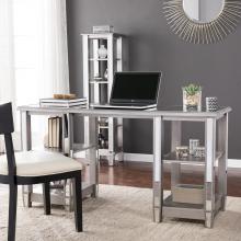 Wedlyn Mirrored Desk - Glam Style - Brushed Matte Silver w/ Mirror