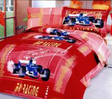 Twin Size Duvet Cover Sheets Set, Car Racing Red