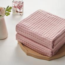 Waffle Bath Towels - Pink Color- Set of 2